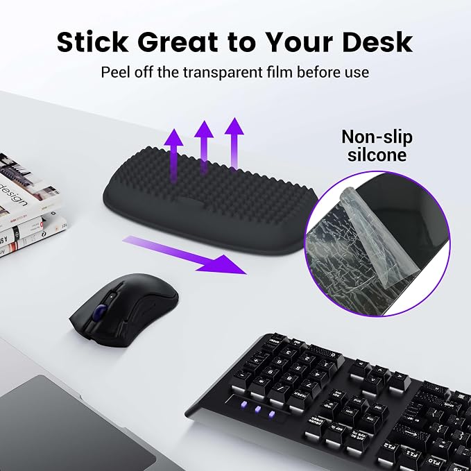 MEKASS Elbow Pad for Desk, Thicken & Large Memory Foam Elbow Rest Padding with Non-Slip, Ergonomic Desk Edge Cushion, Armrest Pad Wrist Rest Comfort Support for Office Home (1 Pcs Black)