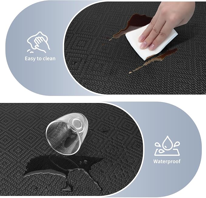Mattitude Kitchen Mat 2PCS Kitchen Rugs Cushioned Anti-Fatigue Rug Waterproof Standing Desk Mat Kitchen Mats for Floor Kitchen Rug Set for Kitchen, Sink, Office 17.3"×30"+17.3"×47" Black