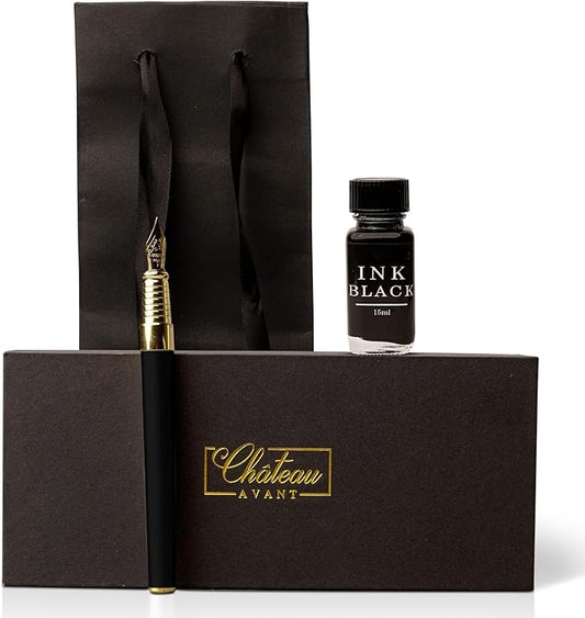 Luxury Fountain Pen Gift Set - Fine Nib Fountain Pen with Black Ink - Refillable Ink Set - Gifts for Him or Her