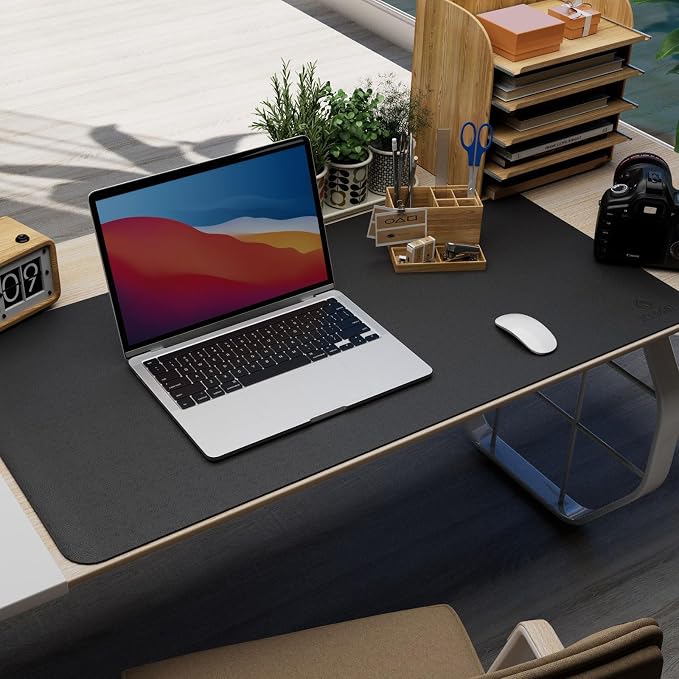 K KNODEL Large Desk Protector Mat and Pad for Office (Black, 17" x 35.4") | Waterproof Desk Mat, Desk Pads and Blotters, Desktop Mat, Desk Protector and Cover, Office Computer, Laptop and Keyboard Mat