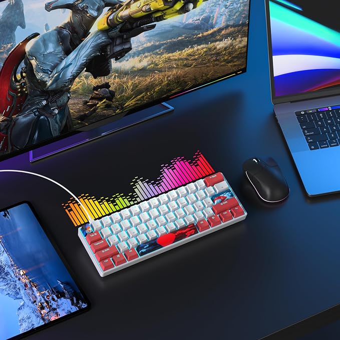 60 Percent Gaming Keyboard 61 Keys Wired Mechanical Keyboard Ultra Compact Key Board Red Switch LED Backlit for Windows Laptop Gamer