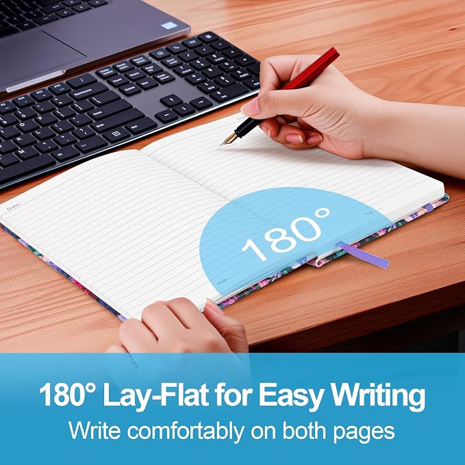 Lined Journal Notebook A5, College Ruled Hardcover Journal for Women, 160 Pages with 100gsm Thick Paper for Writing, Work, Notes & Journaling, Gift for Women, Blossom