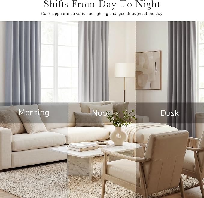 PONY DANCE 102 inch Long Curtains 2 Panels Set for Living Room Bedroom, Rod Pocket/Back Tab Thermal Insulated Room Darkening Light Blocking Floor to Ceiling Drapes, W 52 x L 102 inch, Silver Grey