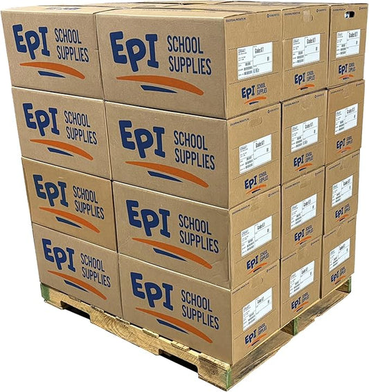 EPI Essentials Bulk School Supplies for Kids – Kindergarten to 12th Grade School Supply Packs – Wide-Ruled Bundle with Classroom-Ready Standard List Essentials – 240 Boxes per Pallet