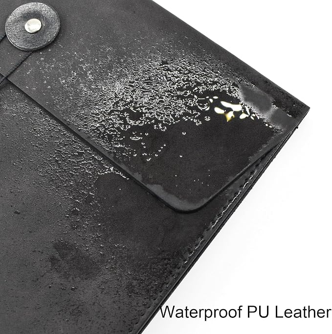 VANRA Vertical PU Leather Envelope File Folders Expanding Document Holder Organizer Pocket Folder Portfolio for A4 Letter Size Paper with String Tie Closure (Black)