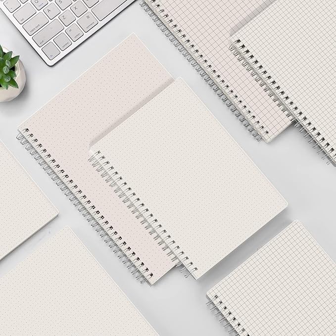 AHGXG Dotted Journal Spiral Notebook (2-Pack), Dot Grid Journal Large B5 with Transparent Hardcover, Wirebound Notebook 100GSM Dotted Paper, for Journaling, 7.3"X 10"