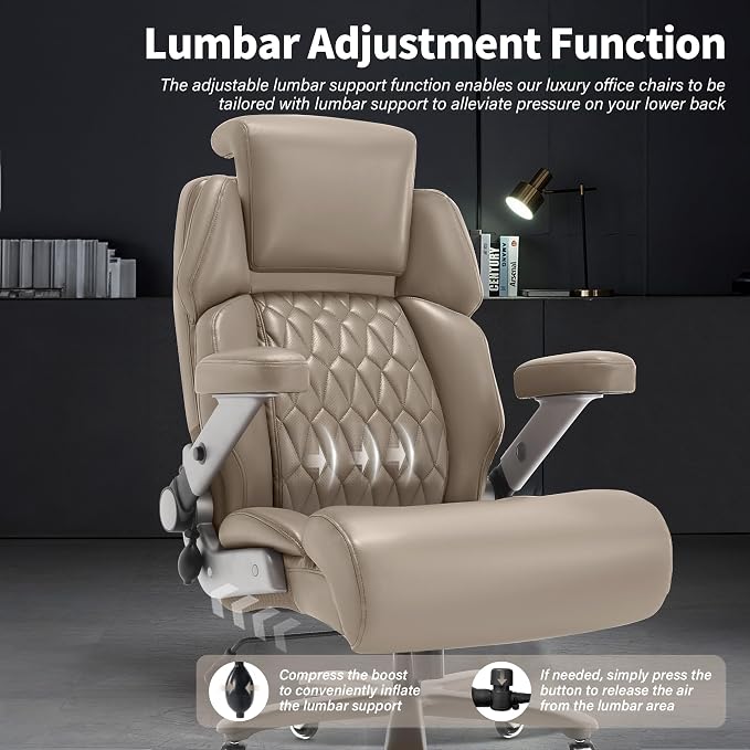 Big and Tall Office Chair 700lbs, Ergonomic High Back Computer Desk Chair | Adjustable Headrest&Lumbar Support, 3D Flip Arms, Large Wheels, Heavy Duty Metal Base, Thick Padded Wide Seat Executive Chair