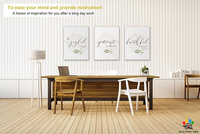 Office Wall Art - 3 Panel Motivational Canvas for Home Decor, Inspirational Quotes, Positive Entrepreneur Words Poster Frame for Company, 12"x24"x3Pcs