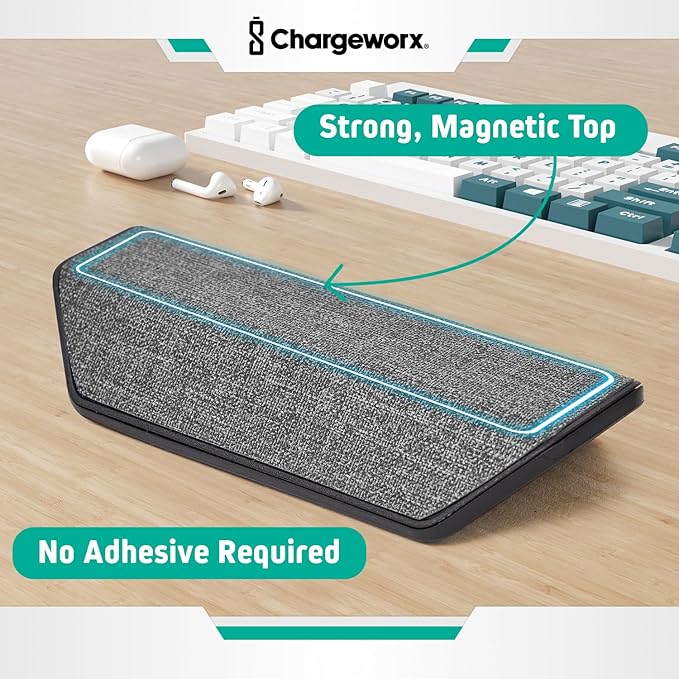 CHARGEWORX Magnetic Cable Organizer – 4 Pack - Weighted Non-Adhesive Cord Holder with 3 Magnetic Clips for USB-C, Lightning & MagSafe Cables – Desk, Office & Nightstand Cable Management