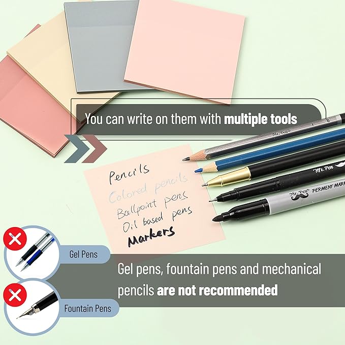 Mr. Pen- Transparent Sticky Notes, 3x3, 200 Sheets, Vintage Colors, See Through Sticky Notes Clear, Translucent Sticky Notes, Stocky Notes for Bible Journaling