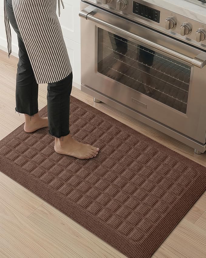 Color&Geometry Kitchen Floor Mat 20x32 Extra Thick Anti Fatigue, Brown | 0.9in High Dense Foam Mat For Standing Comfort,Easy Clean,Stain Resistant,Beveled Safe Edges,Stress/Pian Relief,Foot Rest