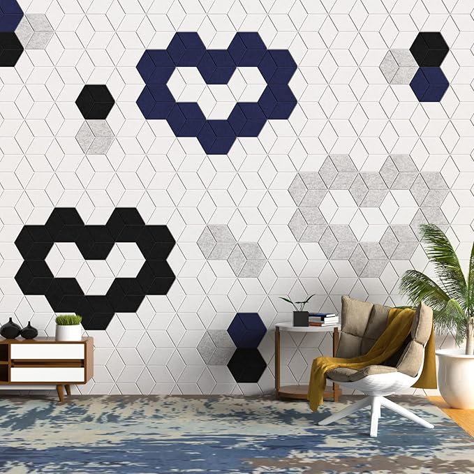 12 Pack Self-adhesive Acoustic Panels 12" X 10" X 0.4" -Sound Proof Foam Panels with High Density, Fashionable Y-Lined Design, Flame Resistant, Absorb Noise and Eliminate Echoes(Dark Blue)