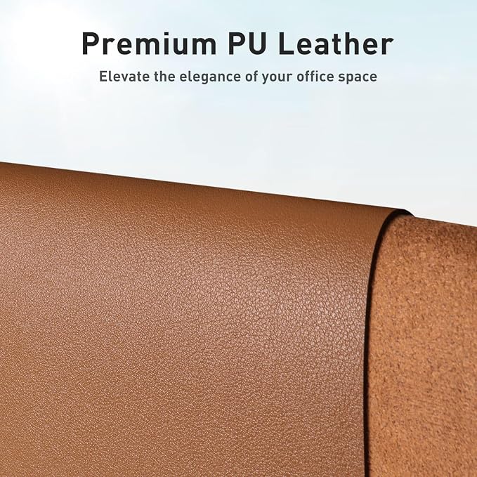 Aothia Faux Leather Desk Mat - Non-Slip PU Leather Desk Blotter, Waterproof Writing Surface, Large Desk Pad for Office & Home (Brown, 55" x 24")
