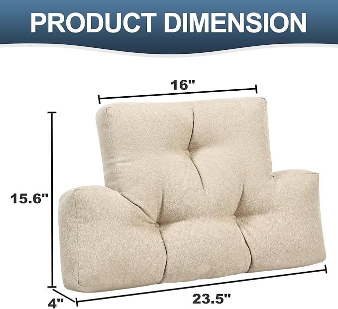 Back Pillow for Recliner Lumbar Support Pillow Soft and Fluffy Back Support Cushion Thick Lumbar Cushion for Chairs, Recliners,Sofa, Couch and Bed for Pain Relief Beige