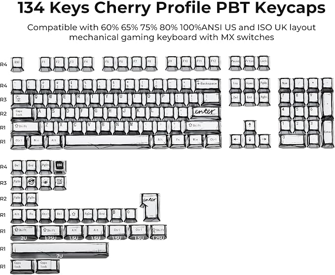 XVX White PBT Keycaps, Cherry Profile Keycap Set, Dye Sublimation Graffiti Keyboard Keycaps Suitable for 60% 65% 75% 80% 100% MX Switches Mechanical Keyboard