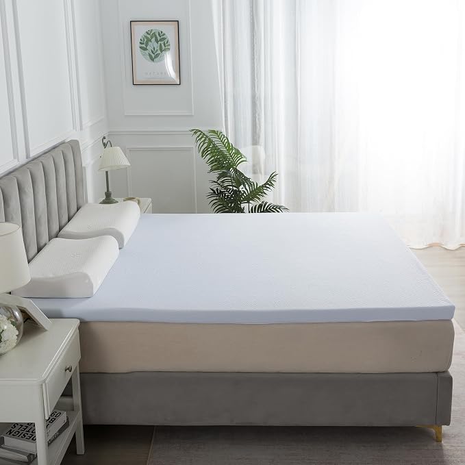 SHOUREN Mattress Topper Cover Only Twin, 2-3 Inch Zippered Protector | Breathable 3D Air Fabric, 3-Sided Zipper Design, Secure Fit Straps, Machine Washable Replacement Cover for Mattress Toppers