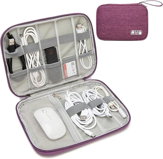 Electronics Organizer Travel Case - Water-Resistant Tech Bag for Cables, Chargers & Cord Management - Small Portable Pouch for Travel Accessories, Gear Bag for Airplane & Business