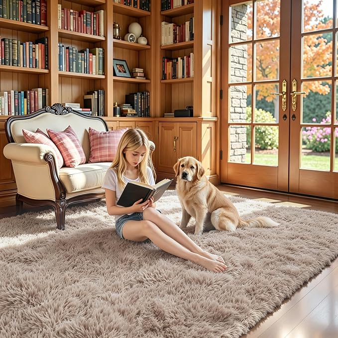 3x5 Rug, Bedside Preppy Dorm Area Rug, College Essentials Small Carpets for Bedroom, Anti Slip Living Room Rugs Home Decor(Beige, 3 x 5)