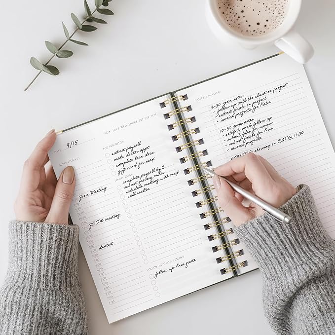 Aesthetic Daily Planner And Notebook With Hourly Schedule - Beautiful Spiral To do List Notepad For Work/Home to Organize Tasks And Appointments - Stylish School/Office Supplies Book For Women