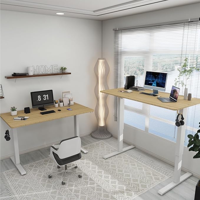 Whole Piece Manual Standing Desk Adjustable Height with Lockable Casters- Hand Crank Stand up Desk with Wheels, Mobile Sit to Stand Workstation with Handle