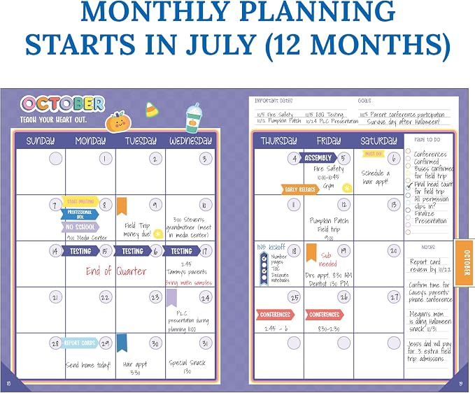 Carson Dellosa We Stick Together Teacher Planner 2026-2027, Undated 8" x 11" Lesson Plan Book with Retro Stickers, Class Schedule, Weekly Calendar, Homeschool and School Supplies, Classroom Must Haves