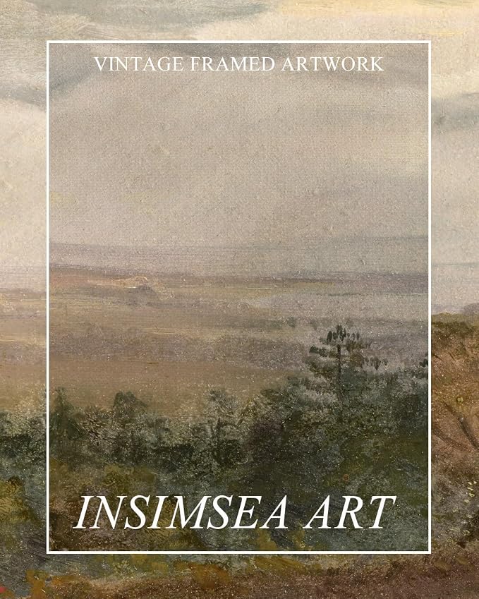 InSimSea Extra Large Framed Vintage Wall Art, Living Room Country Farmhouse Decor, Soft Pastel Hill Sky Landscape Canvas Prints, Retro Scenery Long Picture for Bedroom Above of Bed, 20x40inch