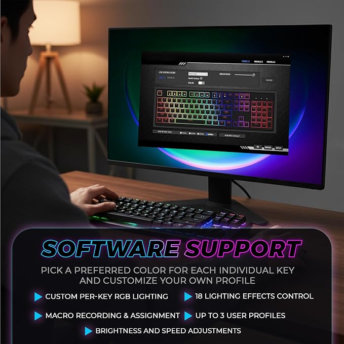 TECWARE Phantom 87 Key RGB Mechanical Gaming Keyboard | Outemu Red Switch | 16.8M Color LED Lighting | 18 Pre-Set | Low Latency | N-Key Rollover | Software Customizable Keys | Wired USB Connection