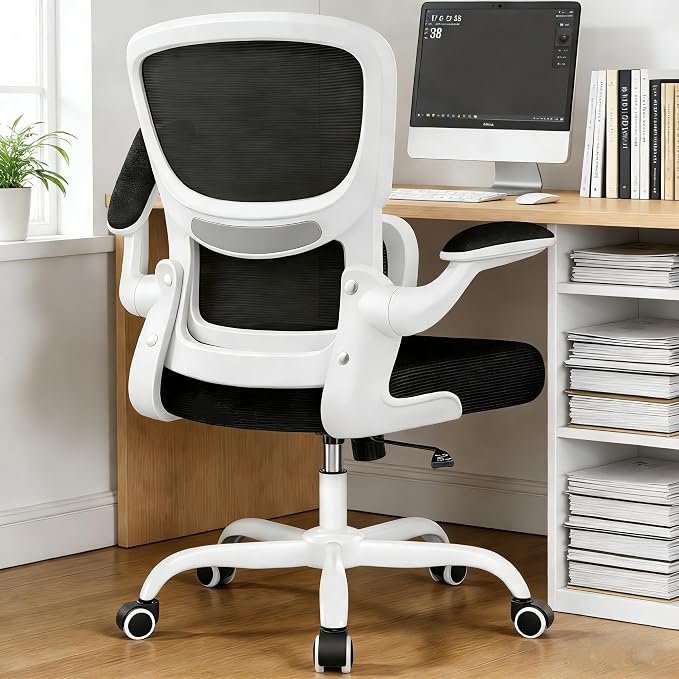 ALLGOD Office Chair Ergonomic Desk Chair, Breathable Mesh Desk Chair Comfy with Lumbar Support, Flip-up Armrests, Computer Chairs Comfortable for Home, Office, Work, Standard, 300Lbs