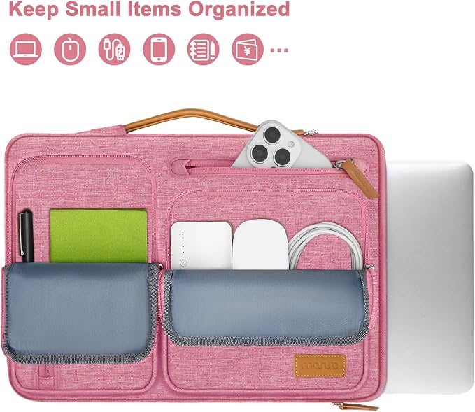 MOSISO 360 Protective Laptop Case 16 inch, 15-15.6 inch Laptop Sleeve Compatible with MacBook Pro 16, HP Acer Dell Lenovo ASUS, Side Open Carrying Case with 4 Zipper Pockets&Handle, Dusty Rose