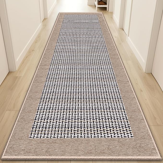 StepRite Kitchen Rugs, Kitchen Mats for Floor, 96"x20" Non-Slip Machine-Washable Kitchen Throw Rug, Absorbent Runner Rugs Office, Sink Standing Desk Mat, Decor Carpet, Khaki