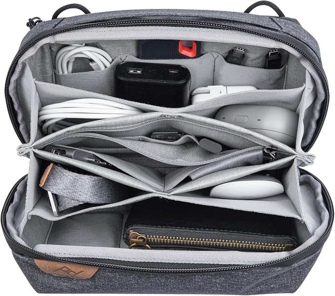 Peak Design Tech Pouch, Charcoal, Electronics Organizer for Travel or Everyday Carry, Origami-Style Storage, Cable Pass-Through, Weatherproof Recycled Nylon, Gear Carry Bag for Men and Women