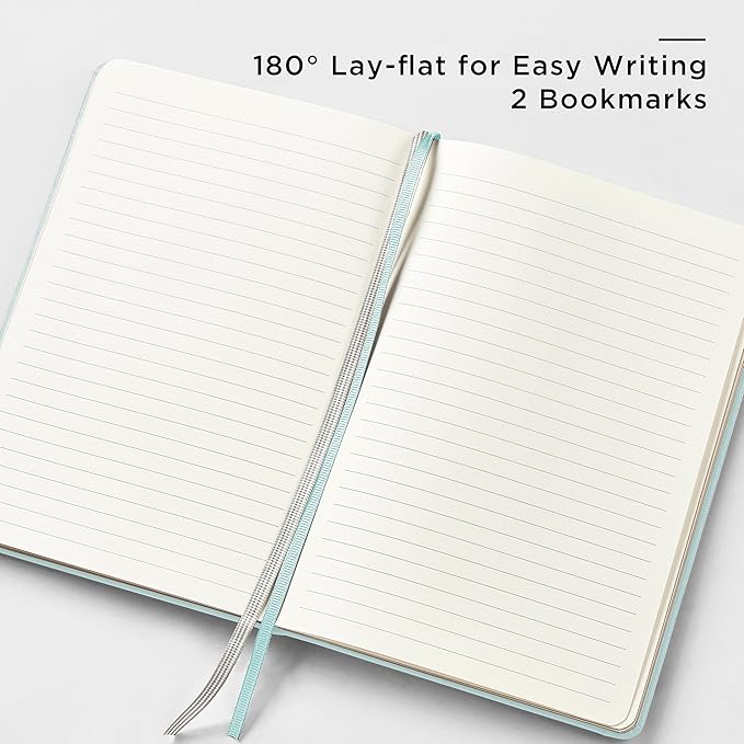 &And Per Se Lined Journal and Pen Set, A5 Leather Hardcover Notebook with Pen & Stationary Set, 160 Pages 100GSM Thick Ruled Paper Journal for Business Work Writing (Cyan)