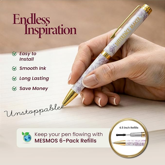 MESMOS High End Luxury Gifts for Women, End of Year Teacher Gifts, Fancy Pens for Women, Difference Maker Gift, German-Ink, 1mm Swiss-Tip, Office Supplies, Beautiful Pens for Mentor & Coach