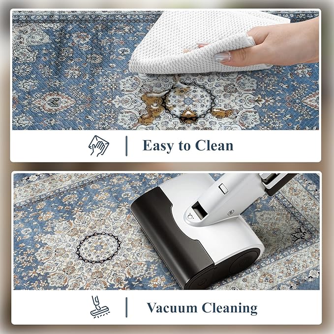Collive Kitchen Rugs Anti Fatigue, Cushioned Kitchen Floor Mats Waterproof, Non Skid Comfort Standing Mats for Office, Sink, Laundry, 17”x59”, Blue