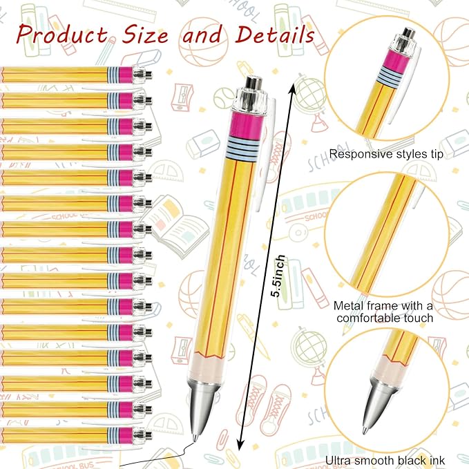 JarThenaAMCS Back to School Ballpoint Pens with Apples Sticky Notepads Cute Stationery Gift Set for First Day of School Party Home Office Supplies,30 Pcs