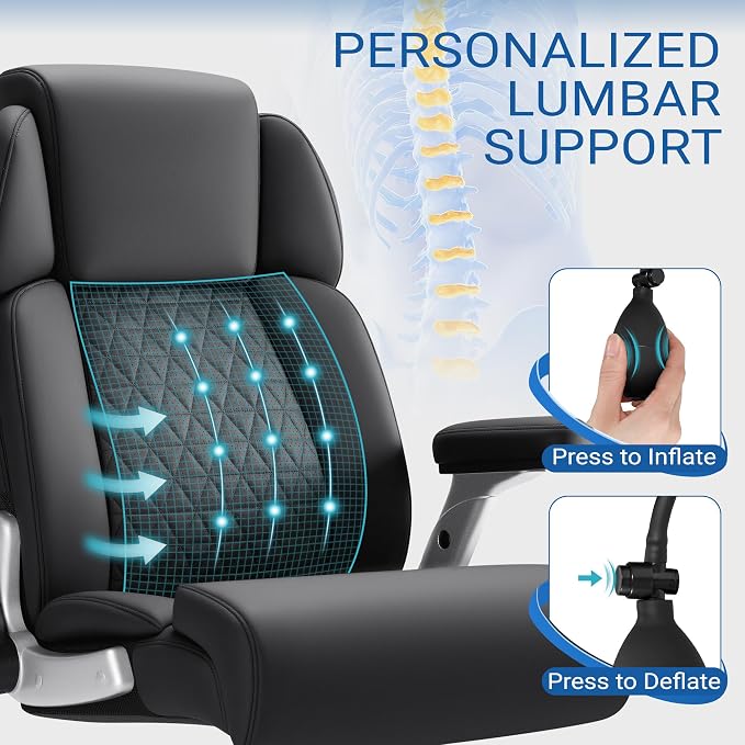 Furmax Big and Tall Office Chair 500lbs Executive Heavy Duty Office Chair with Adjustable Lumbar Support, High Back Ergonomic Desk Chair with Thick Padded Extra Wide Seat for Heavy People