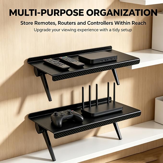 Speaker Mounts,1 Pair Universal TV Shelf Brackets | No Drilling Floating Shelves,Adjustable TV Top Shelf TV Shelf,Space Saving Home Organizer