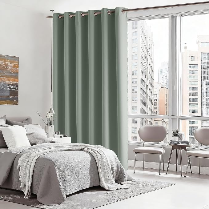 RYB HOME Blackout Thermal Insulated Curtains, Portable Curtain for Sliding Glass Door/Storage/Space Room Divider, Large Window Treatment Room Divider Panel, W80 x L84, Sage Green, 1 Panel