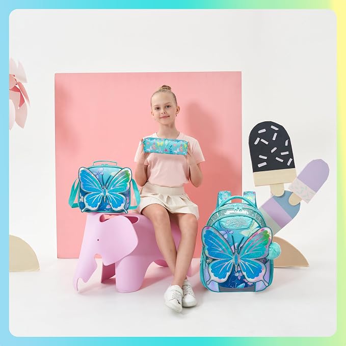 Meetbelify Backpacks for Girls School Bag Cute Girls Backpacks Ages 8-10 with Lunch Box Kids Bookbag Set Travel Backpack for Elementary Students Backpack to School Supplies