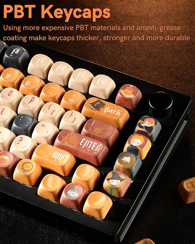 Keymatic Cute Keycaps Magic Academy Theme Keycap Set Dye Sub PBT Custom Keycap 133 Anime MOA Profile Key caps for Mechanical Keyboard for 61/68/84/87/98/99/100/104/108 Keys(Only Keycap Set)