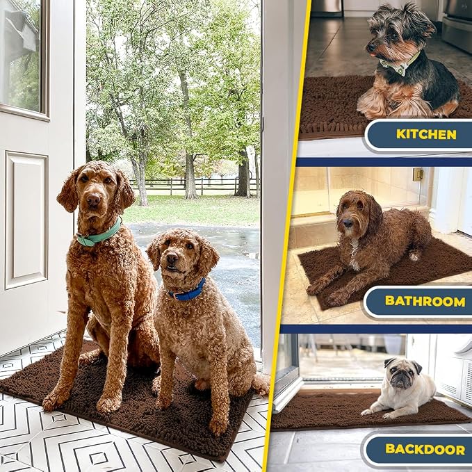 Muddy Mat® | Super Absorbent Door Mat Indoor, Microfiber Quick Dry Chenille Entryway Rug, Non-Slip Front Door Mat, Indoor Mats for Entryway, Machine Washable Pet Rug, Brown 28"x18"