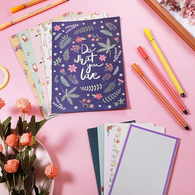 Zonon 90 Pieces Stationery Set with Envelopes Include 60 Letter Writing Paper 30 Envelopes and 48 Colorful Round Dot Decal for Letter Party Invitations Office School Supplies(Cute Style)
