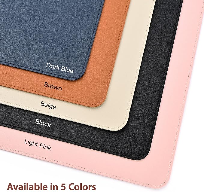 Leather Desk Pad Protector, Office Desk Mat, Large Mouse Pad, Non-Slip PU Leather Desk Blotter, Waterproof Computer Desk Writing Pad for Office and Home (Lighr Pink, 36" x 17")