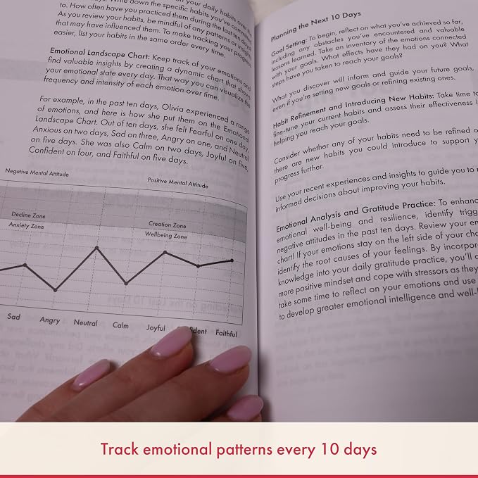 Daily Gratitude, Goal Setting & Habit Tracker Journal for Women & Men with 9-Point Emotional Wellness Scale — iAmEvolving™ 288-Page Hardcover Personal Growth Planner (Misty Rose Cover)