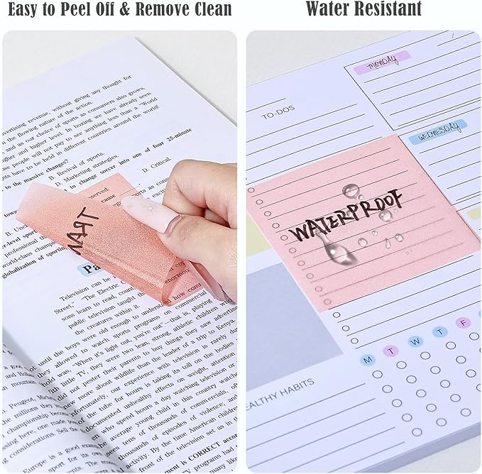 BAYTORY 240 Sheets Pop Paper Up Transparent Glitter Sticky Notes, 1Pc Double Maker Pen, Waterproof Self-Stick Note, 3 x 3 Colorful Self-Adhesive Note for Bible Accessories (Green & Yellow & Red)