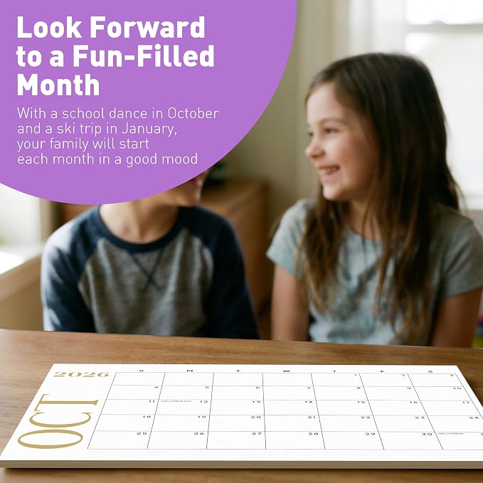 S&O Modern Large Desk Calendar from July 2026-December 2027 - Tear-Away Table Calendar 2026-2027 - Desktop Blotter - Academic Desk Planner - Desk Pad Large - 11x17in
