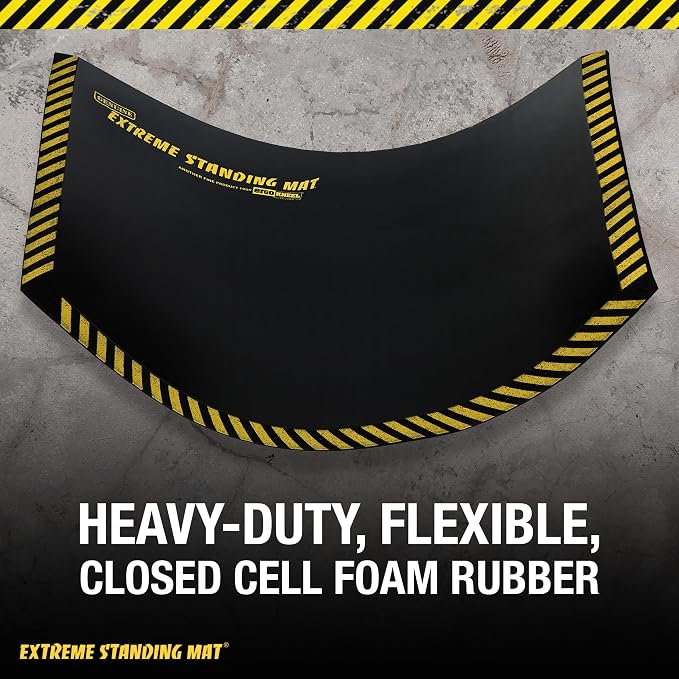 2’ x 3’ Black 1” Thick | Anti Fatigue Mats for Standing | Industrial Antifatigue Mat with Safety Stripes | Anti Fatigue Mat for Work & Workplace