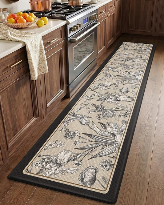 LUMI Anti Fatigue Kitchen Cushioned Mat for Floor, Padded Waterproof Runner for Standing, Stain Resistant Comfort Rugs for Home, Sink, Laundry, 24x108