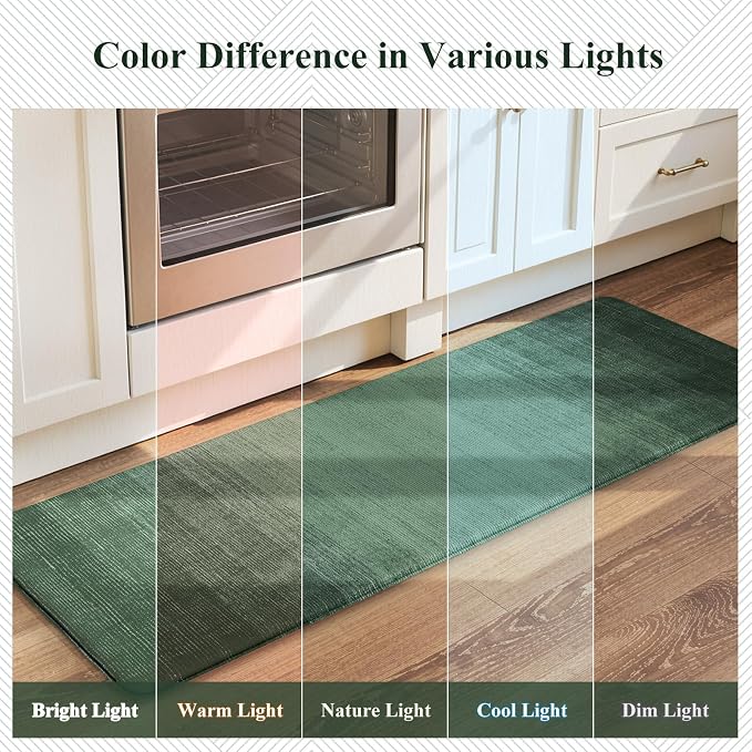 KIMODE Anti Fatigue Kitchen Mats for Floor,Farmhouse Kitchen Rugs Sets of 2 | Green Spring Kitchen Decor,Paded Kitchen Floor Mats,Memory Foam Standing Mat for Laundry Office Desk Dorm RV 17"x47"+17"x29"