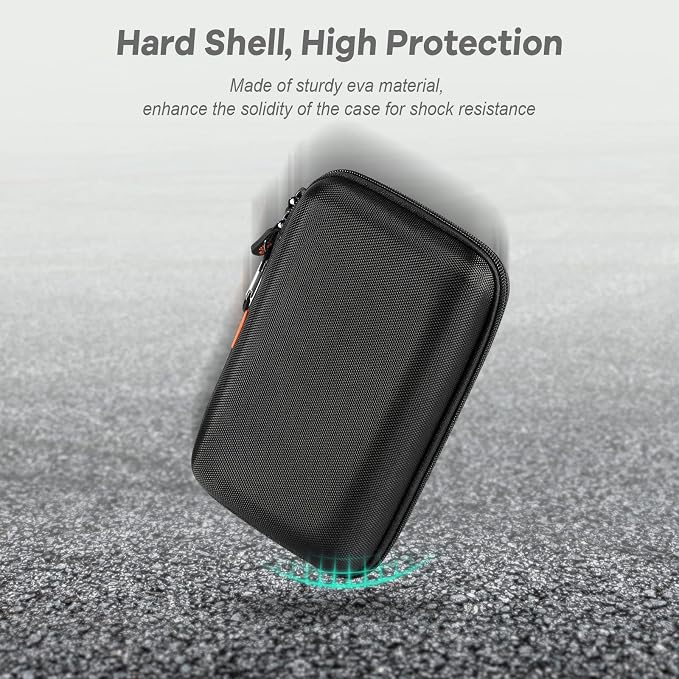 Shockproof Hard Shell Carrying Case, 2 Colors | Larger Capacity Storage Pouch, For GPS, External Hard Drive, Power Bank, Charger, Cable
